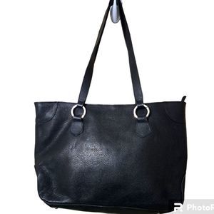 i Santi  Black Italian Pebbles Leather Large Tote Bag